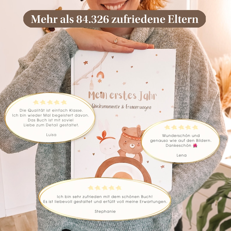 EULENTALER® Das Babytagebuch Boho I von Pädagogen gestaltet I Mein erstes Jahr I 84 Seiten I Geschenkidee zur Geburt I Erinnerungsbuch Bild 6