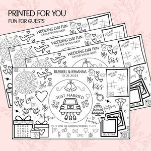 25 Printed Wedding Placemat Coloring Sheets - Wedding Reception Activity Mats - Perfect for the Rehearsal Dinner, Kids Table, Bridal Shower