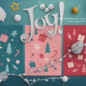 Christmas Clipart Postcards - cartoline di natale vettoriali AI - EPS + PNG - Decorazioni per ornamenti natalizi