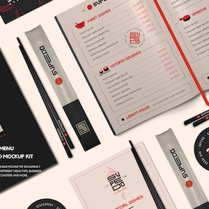 Sushibarmenu en branding mockupkit