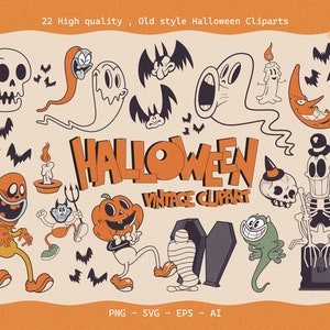 Clipart vintage a fumetto di Halloween