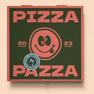 Square and Slice Pizza Box Mockup