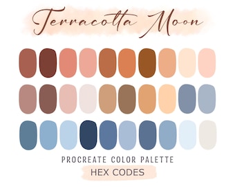 Terracotta Procreate Color Palette, HEX Codes, Procreate Swatches, Color Swatches, Procreate Art