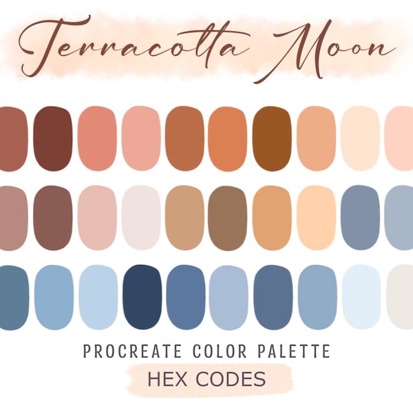 Terracotta Procreate Color Palette, HEX Codes, Procreate Swatches, Color Swatches, Procreate Art