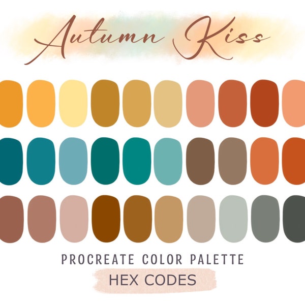 Autumn Procreate Palette/HEX Codes/Color Palette/Procreate Swatches/Bright Fall Palette/Procreate Art/ Digital Download