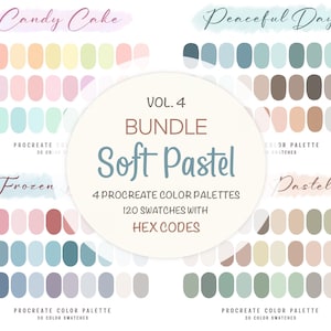Procreate Color Palette Bundle, HEX Codes, Soft Pastel Color Swatches, iPad Illustration, Lettering, Procreate Art