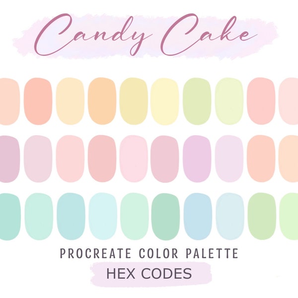 Candy Cake Procreate Color Palette, HEX Codes, Color Palette, Procreate Swatches, Pastel Palette, Soft Pastel, Digital Download