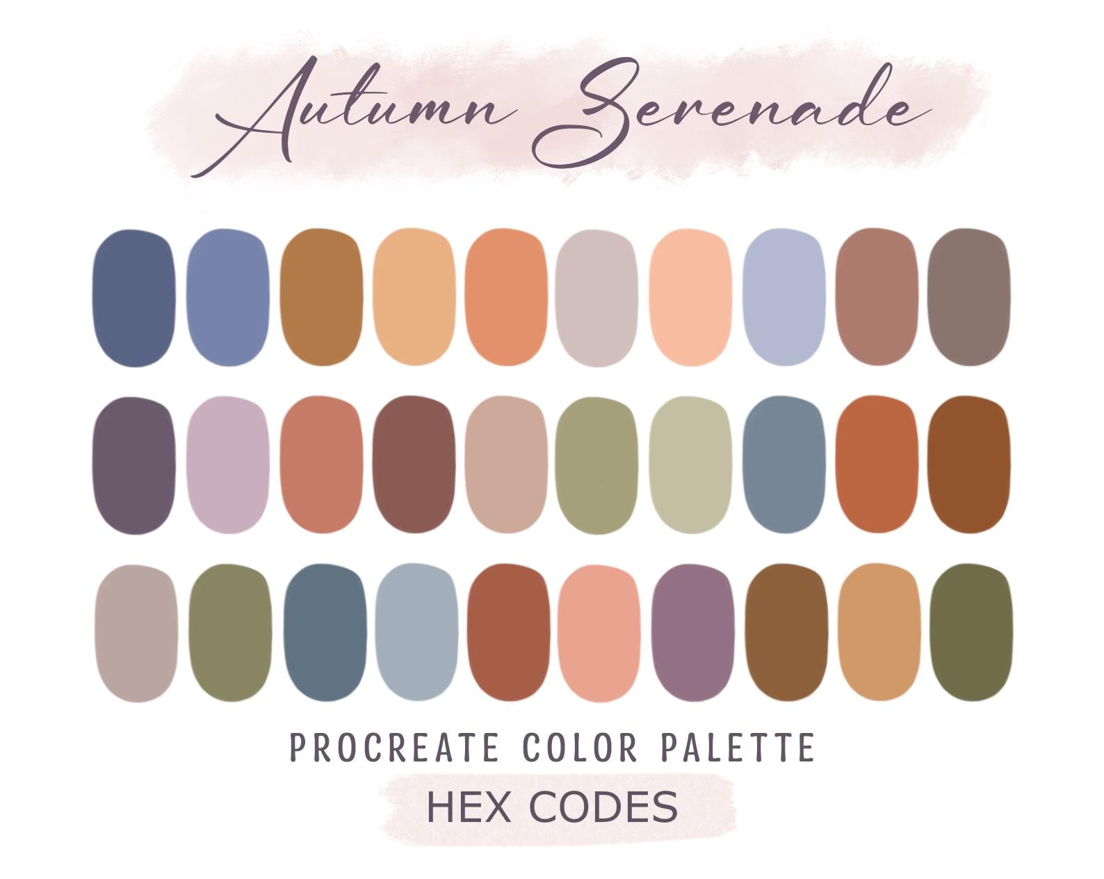 Autumn Serenade Procreate Color Palette â 30 Neutral Swatches with HEX Codes | Instant Digital Download