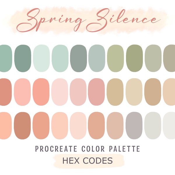 Procreate Color Palette Pastel Procreate Swatches, HEX Codes, iPad Illustration, Lettering