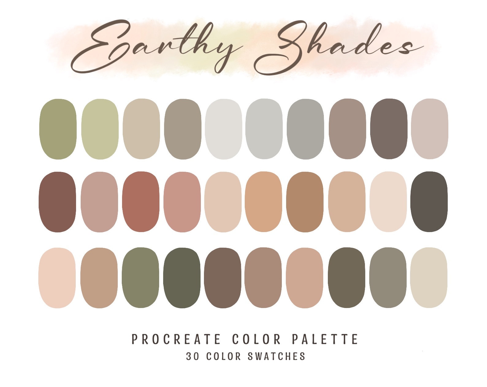 Earthy Shades Procreate Color Palette Procreate Swatches - Etsy Australia