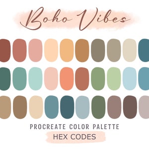 Boho Procreate Color Palette, HEX Codes, Procreate Swatches, iPad Illustration, Procreate Art