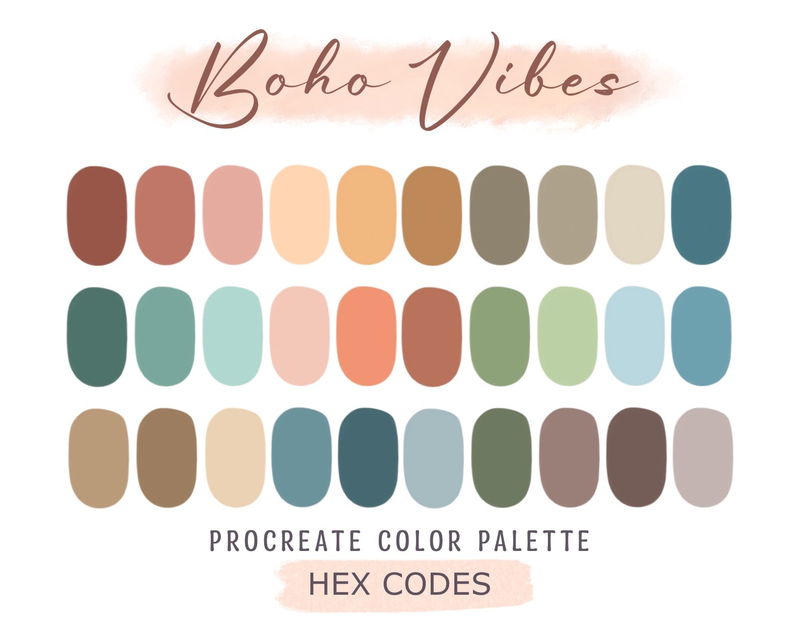 Boho Procreate Color Palette HEX Codes Procreate Swatches - Etsy Canada