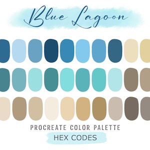 Procreate Color Palette Blue Tones Procreate Swatches, HEX Codes, Color Swatches, iPad Illustration, Lettering, Procreate Art