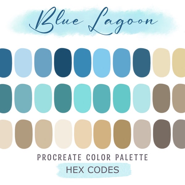 Procreate Color Palette Blue Tones Procreate Swatches, HEX Codes, Color Swatches, iPad Illustration, Lettering, Procreate Art