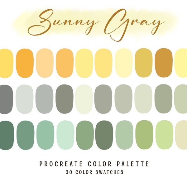 Procreate Color Palette Yellow Tones Procreate Swatches, Color Swatches, iPad Illustration, Lettering, Procreate Art
