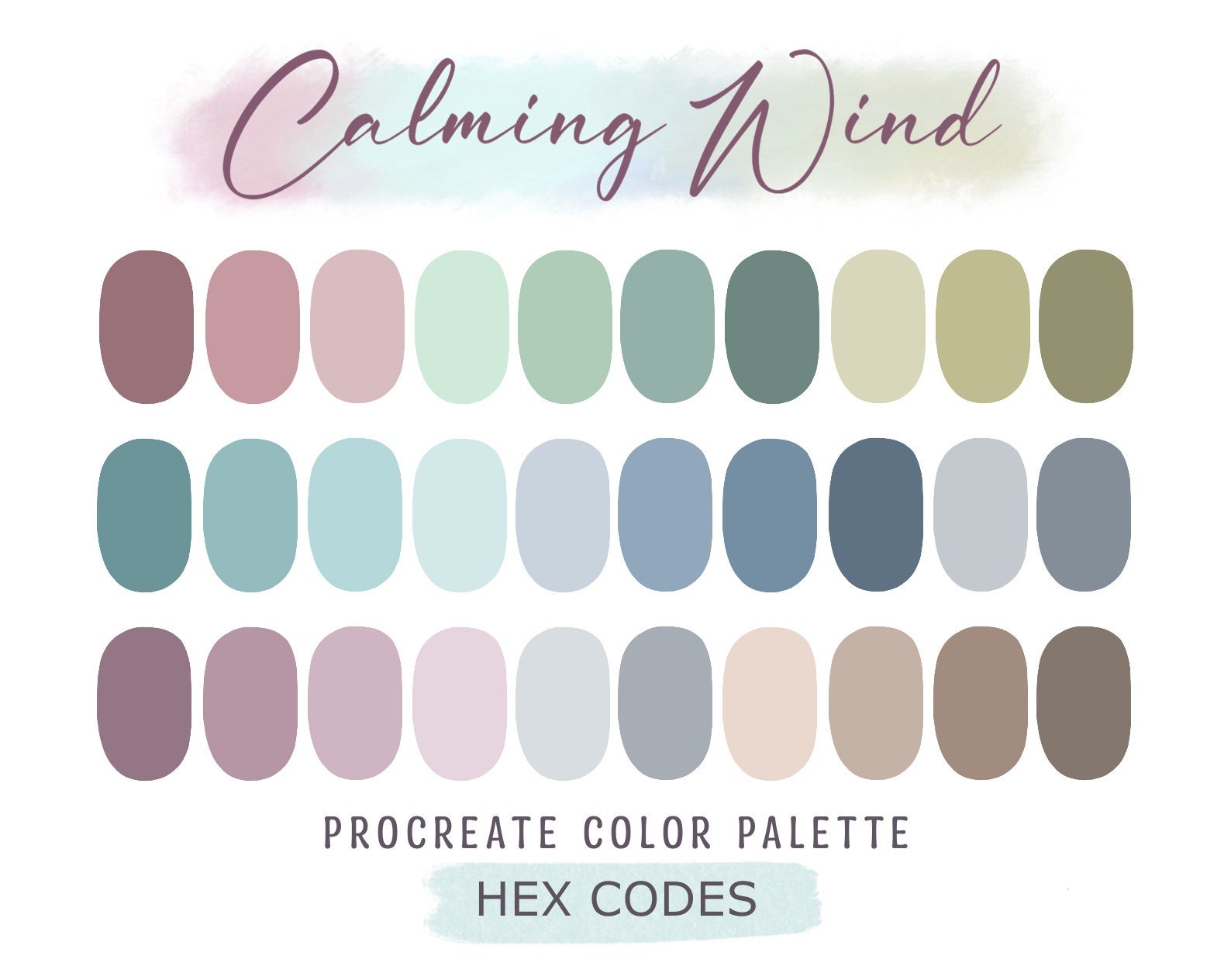 Procreate Color Palette Calm Tones, Procreate Swatches, iPad