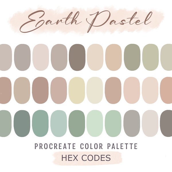 Procreate Color Palette Neutral Tones/HEX Codes/Procreate Swatches/Earth Tones Color Swatches/iPad Illustration/Lettering