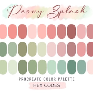 Peony Splash, Procreate Color Palette, HEX Codes, Procreate Swatches, Soft Pastel, Procreate Art, Digital Download