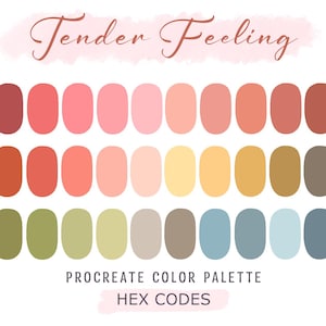 Tender Feeling Procreate Color Palette, HEX Codes, Procreate Swatches, iPad Illustration, Procreate Art