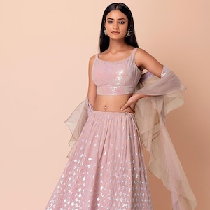 Light Pink Georgette Lehenga Sequins Thread Embroidered Lehenga Choli South Asian Wedding Lehanga Partywear Lehnga Choli ReadyToWear Lehenga