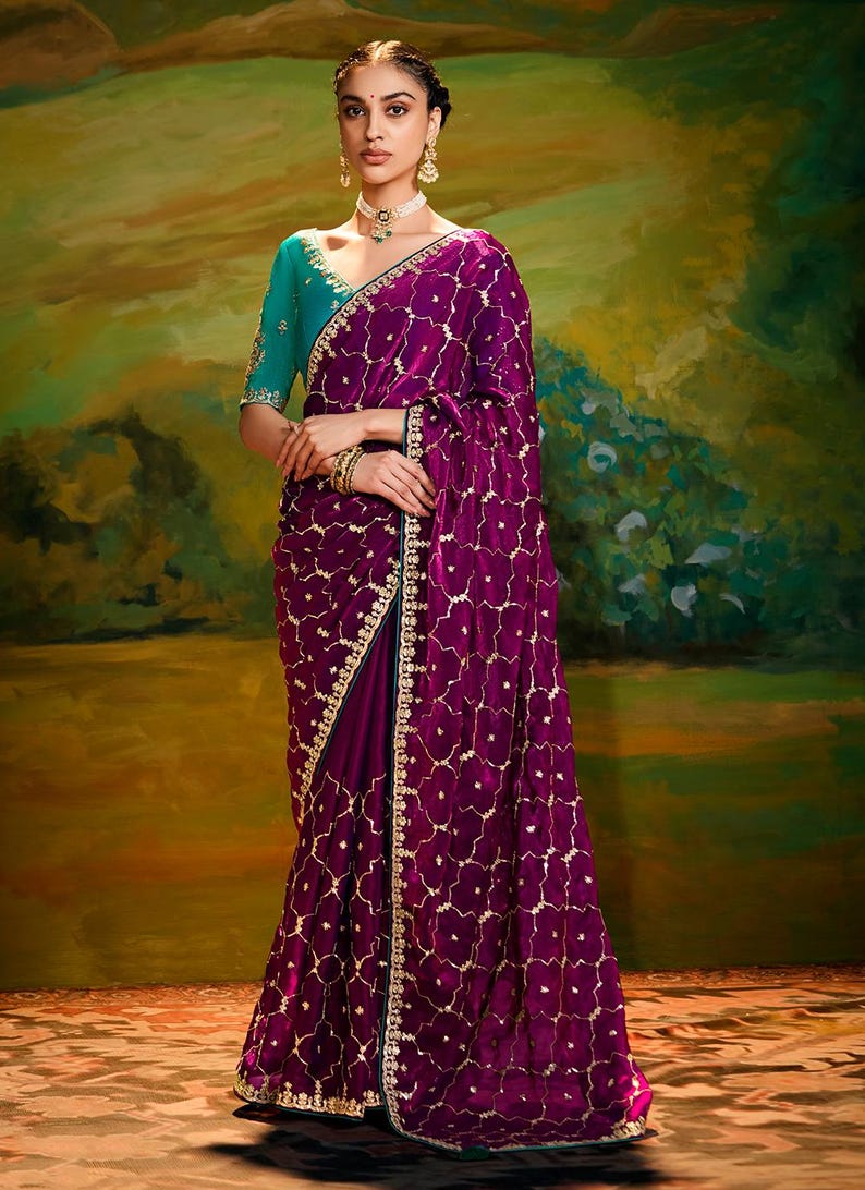 Wine Cotton Silk Saree with Solid Design and Printed Pallu main image 0