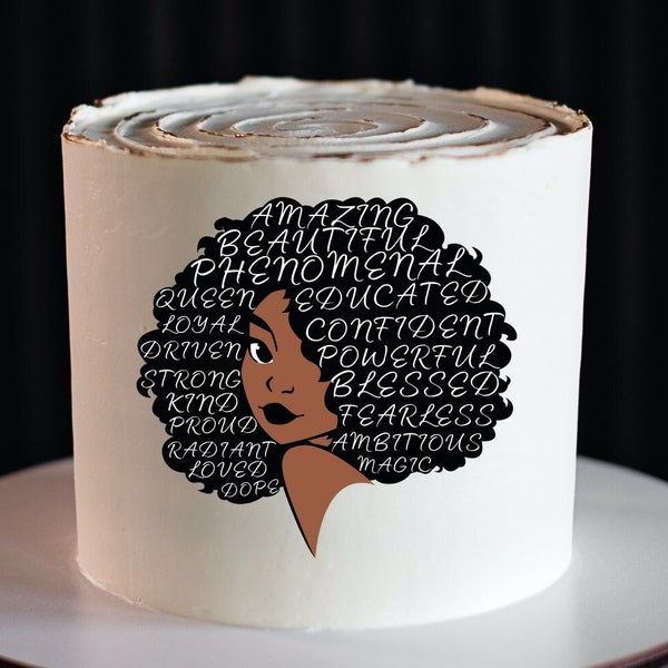 Pre-Cut Black Girl Magic Edible Image ~ For Cake, Cookies, Cupcakes, etc ~ Black Beauty Afro, Black Woman Afro, Afro Diva