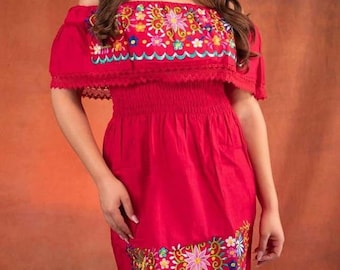 Mexikanisches Kleid Für Mädchen, Größe L In Rot – Inkl. Großem Sombrero
