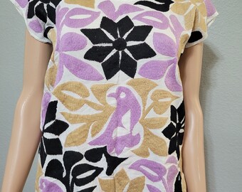 Authentic,jalapa De Diaz Huipil Multi-color, Hand-embroidered