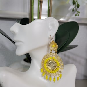 Gorgeous and Elegant Mexican Artisanal Gold Plated Filigree Earrings - Beautiful Folkloric Earrings made by our Oaxaca Artisan Partners