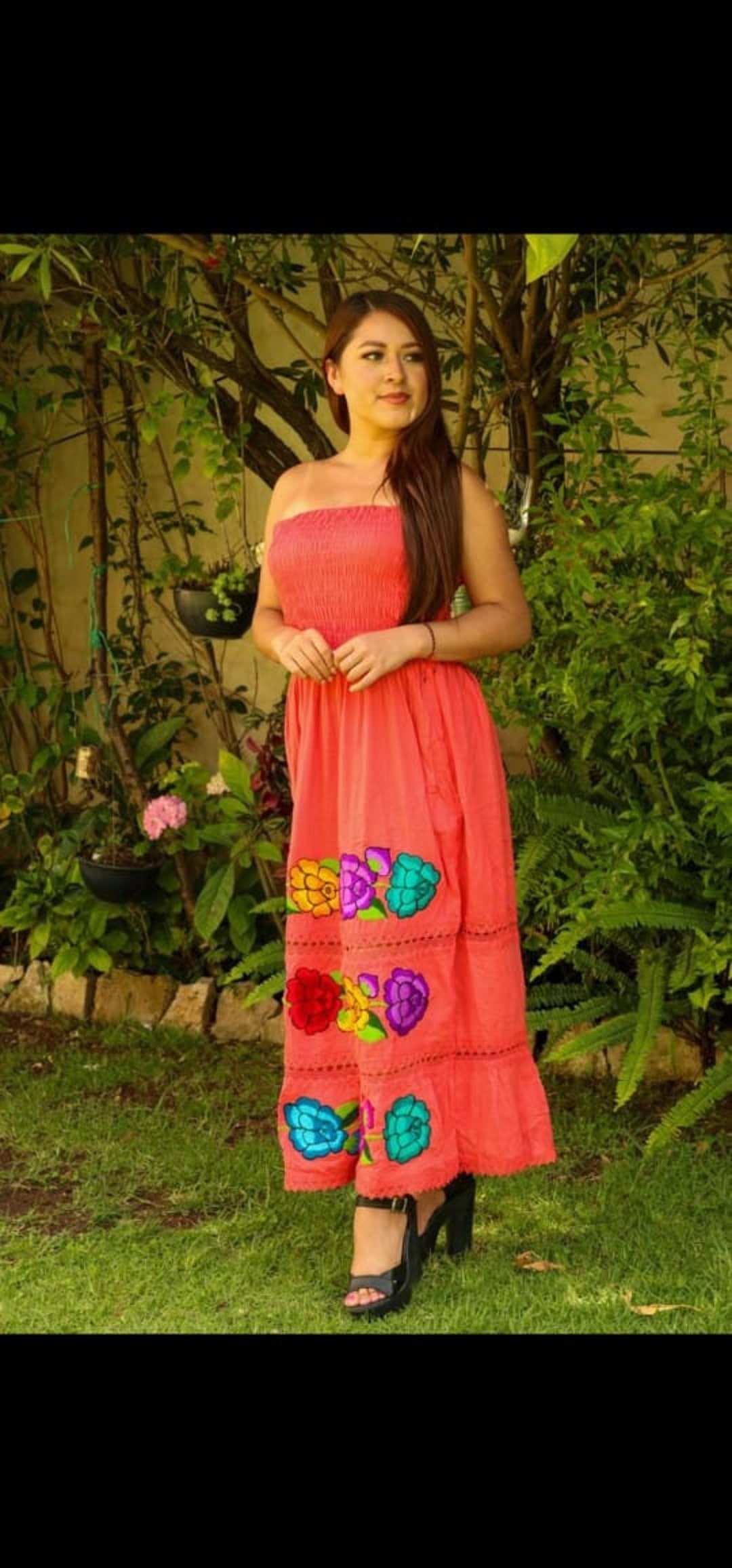 strapless mexican embroidered dress Penelope Short Dress main image 1