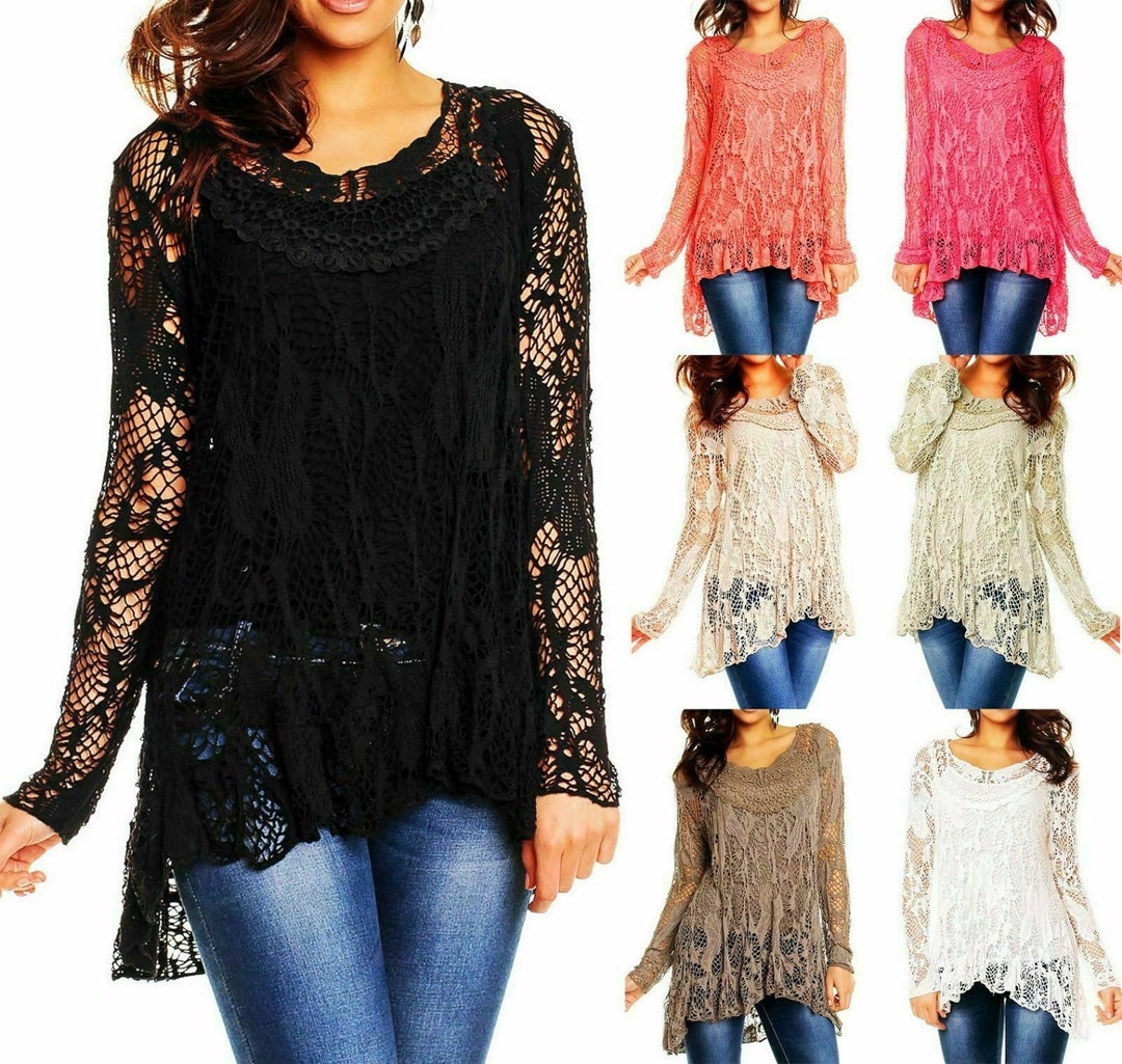 Women's Italian 2 Piece Ladies Long Sleeve Lace Crochet - Etsy UK