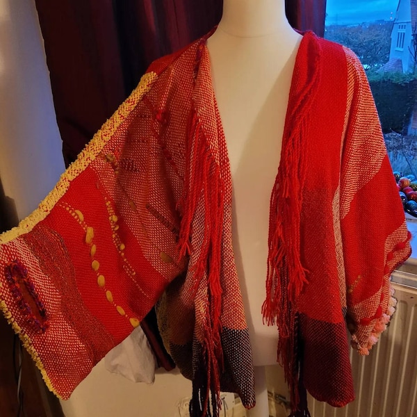 Handwoven kimono style jacket