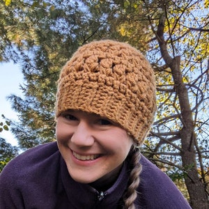 Blustery Beanie Crochet Pattern textured stitches crochet toque pattern, bulky yarn crochet hat pattern image 1