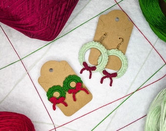 Christmas Wreath Crochet Earrings Pattern: Holiday DIY (PDF Pattern)