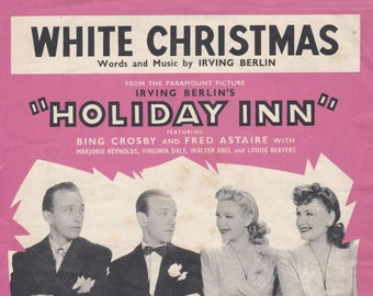 White Christmas Sheet Music Download Popular 1940s Film Music Words Piano Irving Berlin Holiday Inn Songs Ukelele Banjo Chords Print at Home