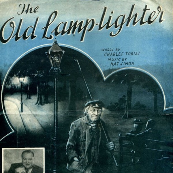 The Old Lamp-Lighter - Vintage Sheet Music Download, 1940s, Words Charles Tobias, Music Nat Simon, 1946, Guitar, Accordion, Banjo Symbols