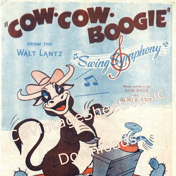 Cow-Cow Boogie, Cuma-Ti-Yi-Yi-Ay, Bladmuziek downloaden, Tekst en muziek Raye en de Paul, Lied uit de jaren 40, Country Boogie, Swing Symphony, Ukelele