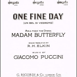 One Fine Day Un Bel Di Vedremo Sheet music download, Aria from the Opera Madame Butterfly, Music by Puccini, English Words, Voice, Piano image 1