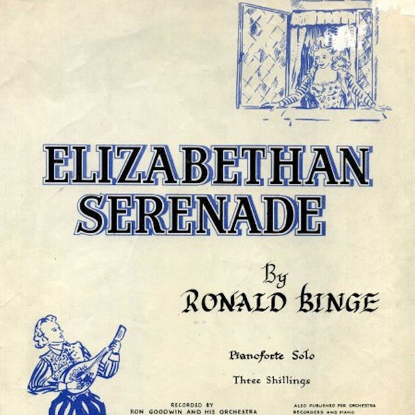 Elizabethan Serenade - Vintage Noten digitaler Download, Ronald Binge, c. 1951, Piano Solo, Instrumental, Printable PDF, Music to Print