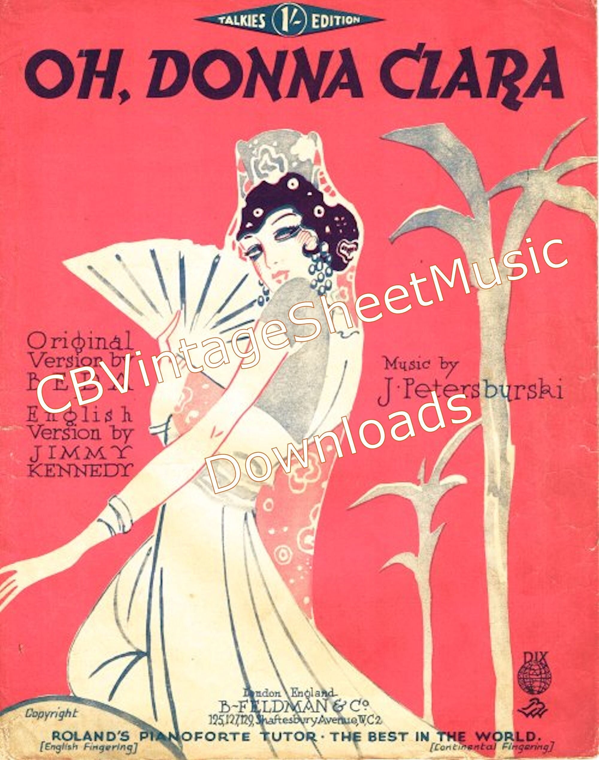 Oh Donna Clara Sheet Music Download 1930s Songs Music & Words