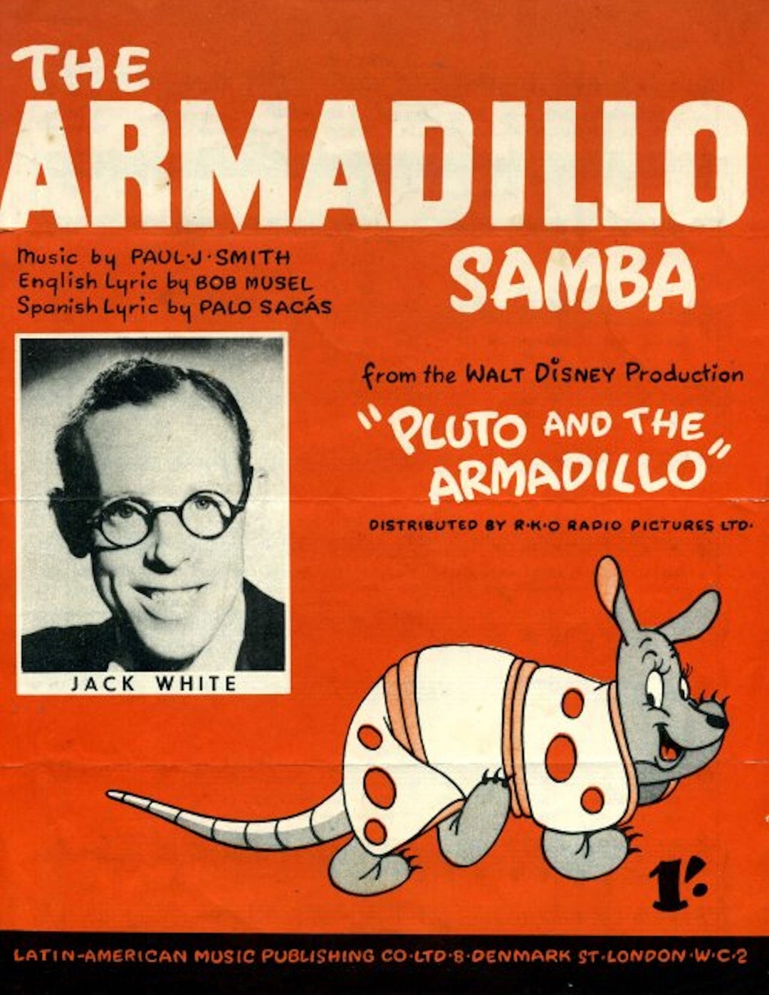 The Armadillo Samba, Vintage Sheet Music Download, Song From Film Pluto