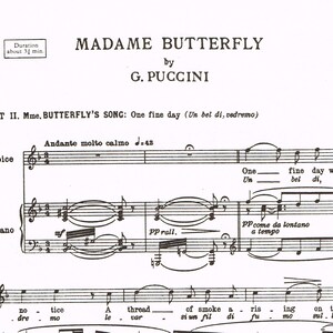 One Fine Day Un Bel Di Vedremo Sheet music download, Aria from the Opera Madame Butterfly, Music by Puccini, English Words, Voice, Piano image 2