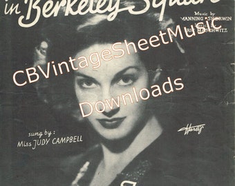 A Nightingale Sang in Berkeley Square, Vintage Sheet Music Digital Download, Words & Music Sherwin and Maschwitz 1940,Printable PDF Download