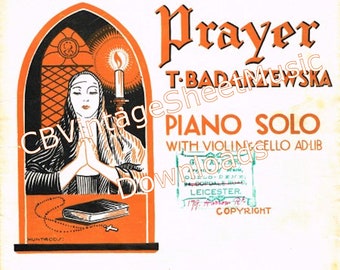 A Maidens Prayer - Vintage Sheet Music Digital Download, Piano Solo by T. Badarzewska 1926, Violin and Cello Ad Lib., Printable PDF Download