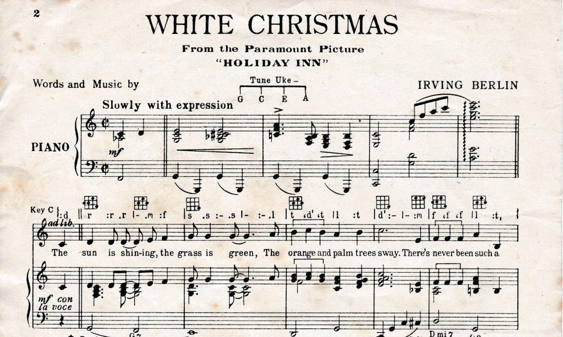 White Christmas Sheet Music Download Popular 1940s Film Music Words ...