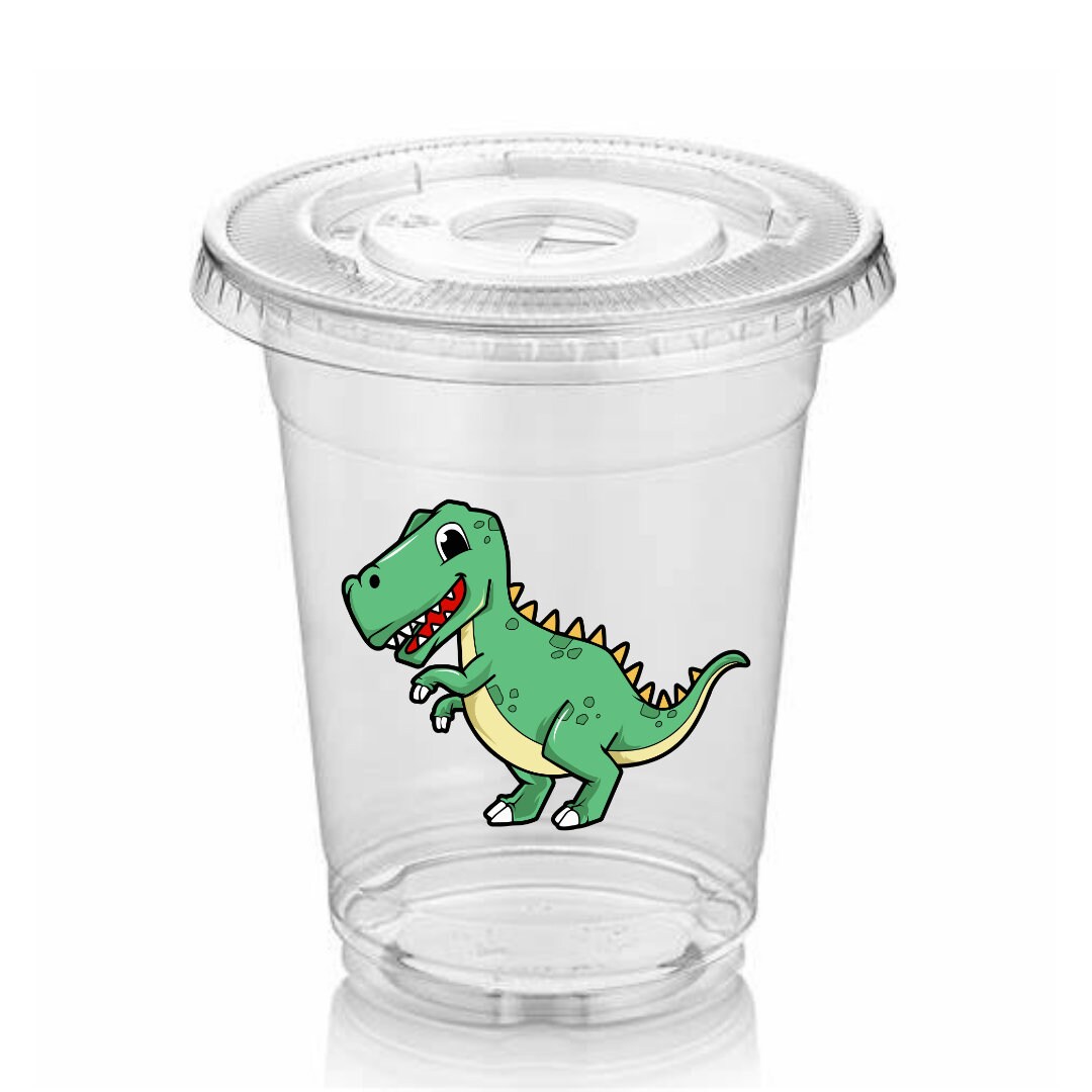 12 Disposable Dinosaur Cups With Lids and Strawsdinosaur Etsy