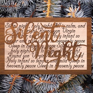 Silent Night SVG File Layered Laser Wood Sign Christmas Laser Ready File, Christmas Carol SVG, Holiday Home Decor, Layered File