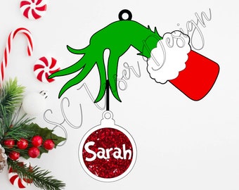Grinch Christmas Ornament, Personalized Grinch Ornament SVG, Grinch Laser Cut File, The Grinch Christmas SVG, Grinch Ornament SVG, Svg File