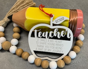 Teacher gift svg 2023, Teacher Apple Digital File, Teacher Ornament svg, Teacher Appreciation file, Digital Download, Designed for Glowforge