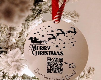 Adorno de Santa Tracker SVG- Código QR un adorno de Santa Tracker SVG- Adorno de Navidad grabado Santa Tracker - Adorno de Navidad para niños svg